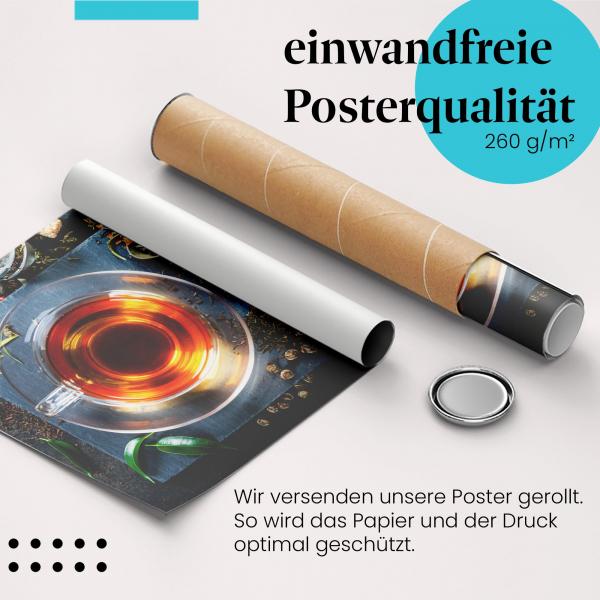 Gerolltes Poster "Teegenuss" - Aroma & Entspannung, sicher verpackt.