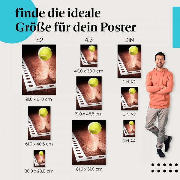 Action & Dynamik: Poster "Tennisball im Flug" - Tennisball, Sandplatz & Bewegung