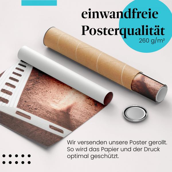 "Tennisball": Gerolltes Poster - Flug, Sandplatz.
