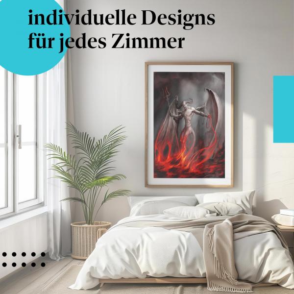 Schlafzimmer Deko: Modernes Zimmer mit "Herr der Unterwelt" Poster. Wanddeko für Fantasy-Fans.