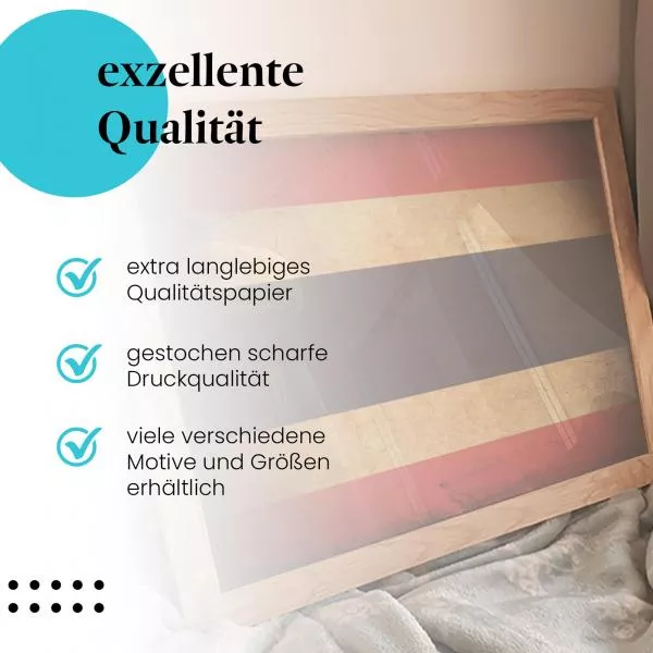  Thailand: Grunge Flagge im Vintage-Stil | Postereck 0303