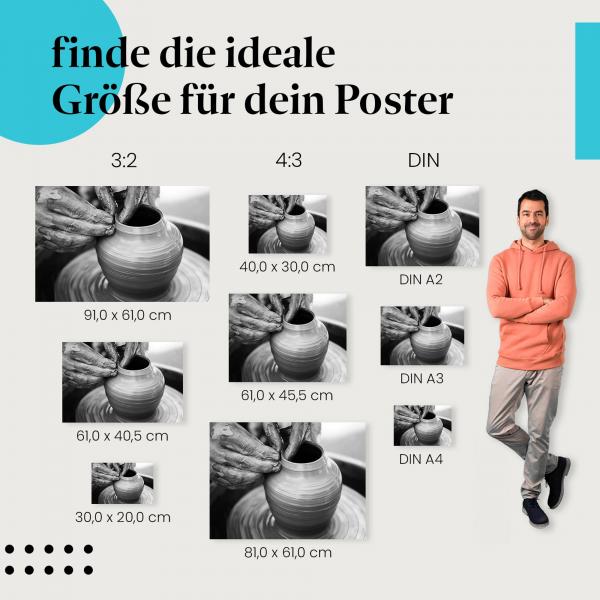 Töpfer, Poster: Schwarzweiß, Tonkrug, Handwerk.