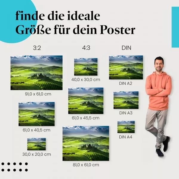 Toskana: Hügellandschaft & Zypressen | Postereck 0566 Toskana: Hügellandschaft & Zypressen | Postereck 0566