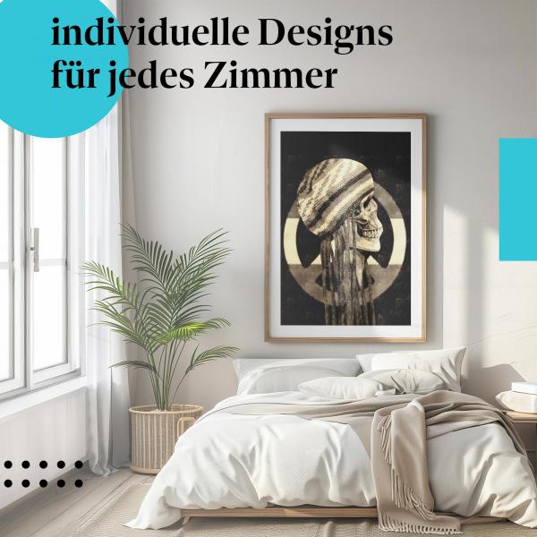 "Totenkopf mit Dreadlocks" Poster: Ein Zeichen für Frieden - auch im Schlafzimmer.