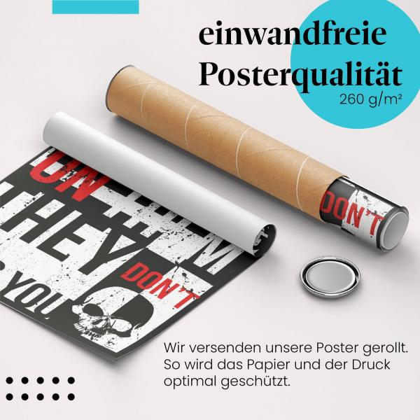 Gerolltes Poster "Loslassen". Kraftvolle Botschaft, sicher verpackt.