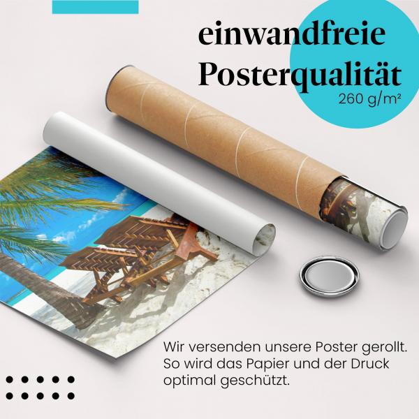 Gerolltes Poster "Strandparadies". Urlaubsfeeling, sicher verpackt.