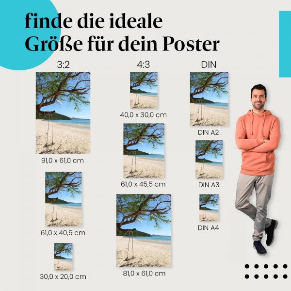 "Entspannung pur: Schaukel am Traumstrand": Poster - Urlaub & Idylle