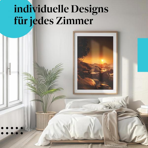 Schlafzimmer Deko: Tropen mit "Palmenstrand" Poster