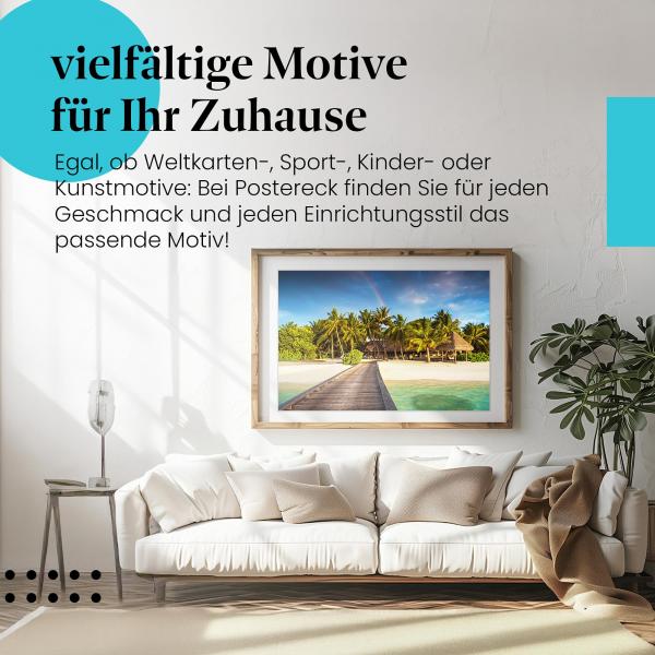 Dieses Leinwandbild mit dem Strandparadies ist ein Traum für alle, die Urlaub und die Tropen lieben.