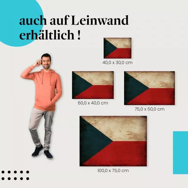  Tschechien: Grunge Flagge im Vintage-Stil | Postereck 0318