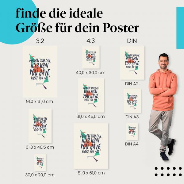 "Theodore Roosevelt Zitat" Poster: Finde deine passende Grösse und lass dich jeden Tag von diesem inspirierenden Zitat motivieren!