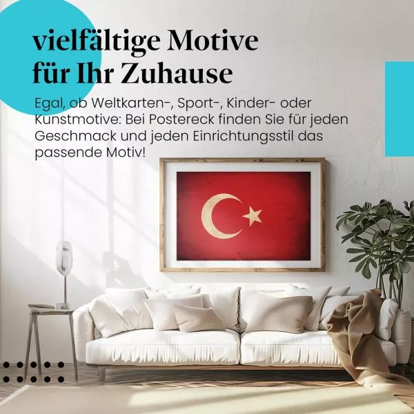 Türkei: Vintage Flagge & Halbmond | Postereck 0309 Türkei: Vintage Flagge & Halbmond | Postereck 0309
