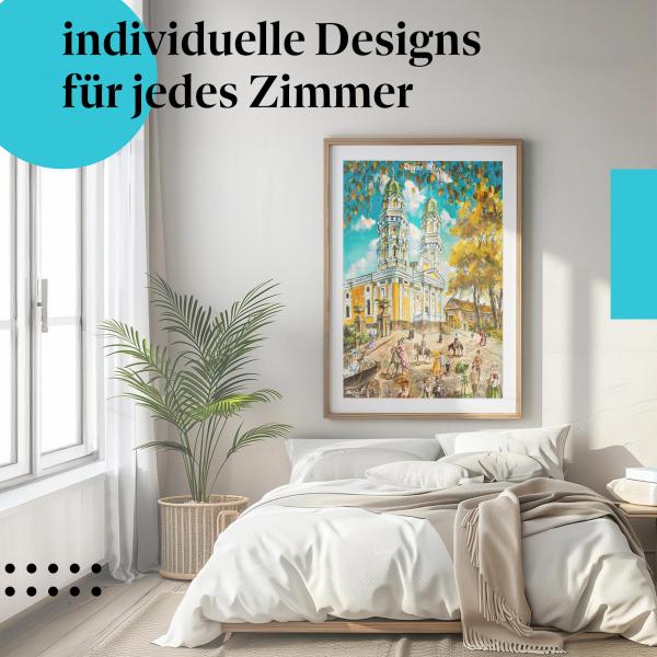 Ungarn Poster: "Historische Kirche" - Malerei einer Kirche in Ungarn