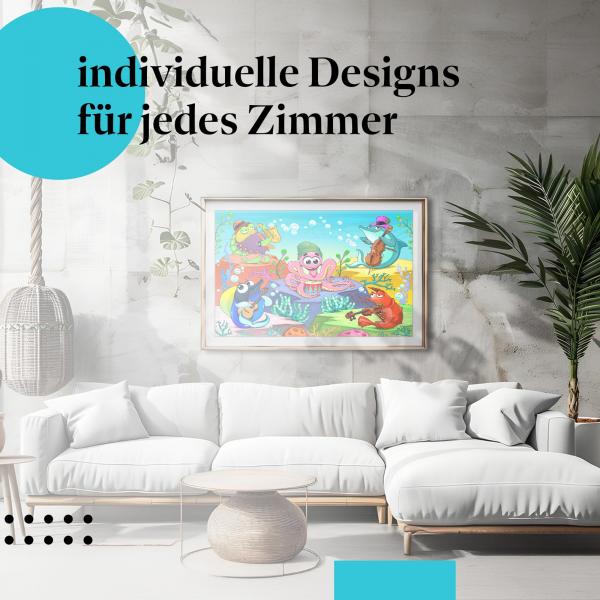 Unterwasser Poster: "Konzert unter Wasser" - Lustige Illustration mit Meerestieren