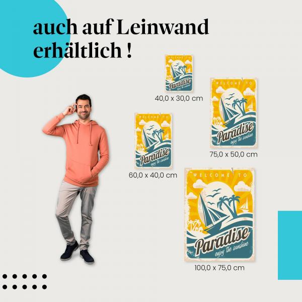 "Willkommen im Paradies" Leinwandbild. Verschiedene Größen - setze stilvolle Akzente!