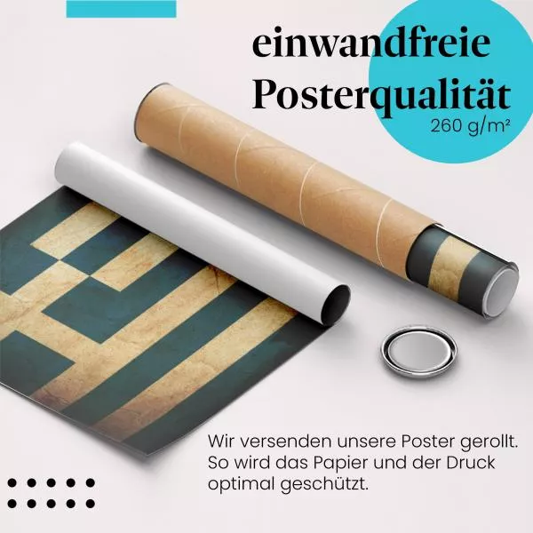 Griechenland: Vintage Flagge im Grunge-Stil | Postereck 0304 Griechenland: Vintage Flagge im Grunge-Stil | Postereck 0304
