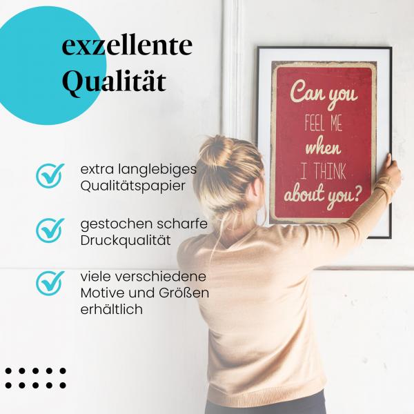 Gerahmtes Wandbild "Liebe, Spruch, Vintage". Hochwertiger Druck, verschiedene Größen erhältlich.