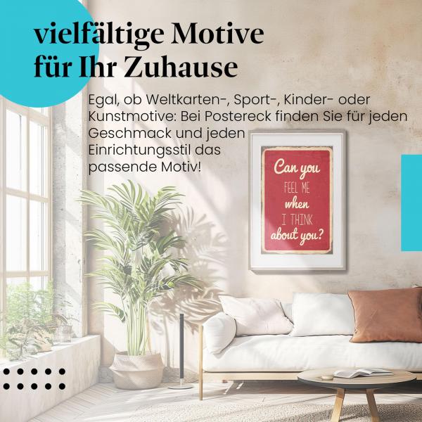 Stylisches Leinwandbild: Vintage Liebesspruch: Kannst du mich fühlen?