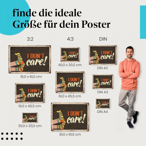 "Ist mir egal - Bunte Socken" Poster: Vintage Metallschild - jetzt bestellen!