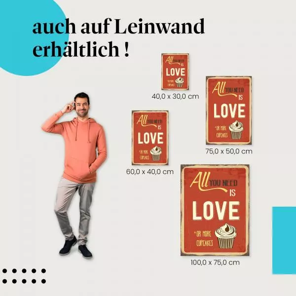 Vintage Metallschild: "Liebe oder Cupcakes?" | Postereck 0764 Vintage Metallschild: "Liebe oder Cupcakes?" | Postereck 0764