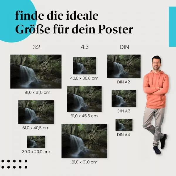 Wasserfall im Wald: Stille Oase | Postereck 0252 Wasserfall im Wald: Stille Oase | Postereck 0252