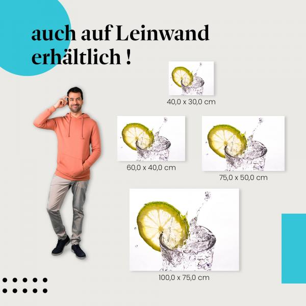 Wasser mit Limette: Leinwandbild. Erfrischend. Wähle deine Größe!