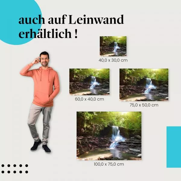 Idylle im Wald: Wasserfall & Teich | Postereck 1438 Idylle im Wald: Wasserfall & Teich | Postereck 1438