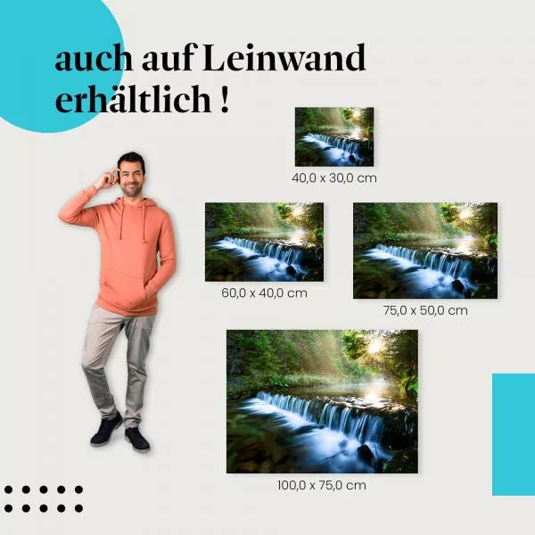 Sonnenstrahlen: Wasserfall im Wald | Postereck 1236 Sonnenstrahlen: Wasserfall im Wald | Postereck 1236
