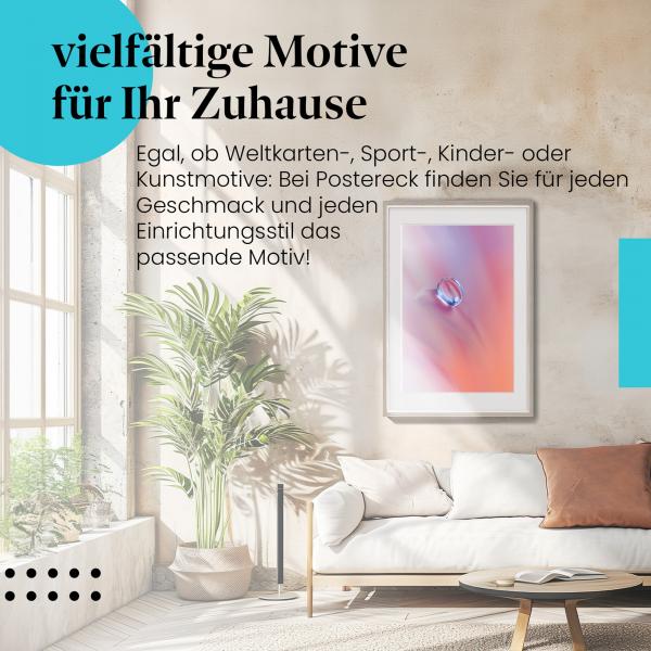 Leinwandbild "Wassertropfen": Abstrakt, Blütenblatt, Pastelltöne - faszinierend & zart!