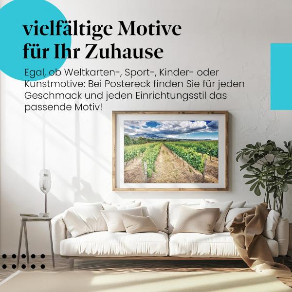 Dieses Leinwandbild mit dem Weinberg ist ein Hingucker für alle, die die Natur lieben.