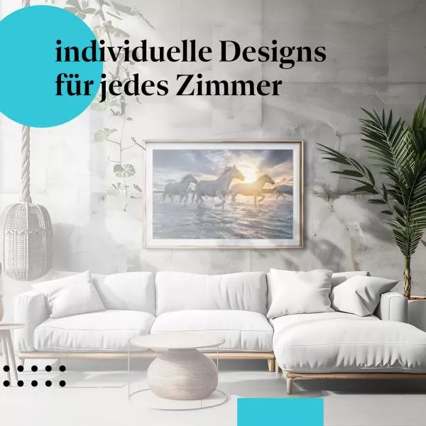 Weiße Pferde am Strand | Postereck 3210 Weiße Pferde am Strand | Postereck 3210