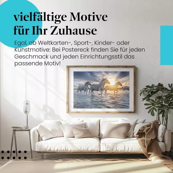 Weiße Pferde am Strand | Postereck 3210 Weiße Pferde am Strand | Postereck 3210