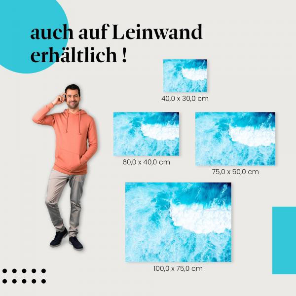 Welle: Leinwandbild. Azurblau, Gischt.