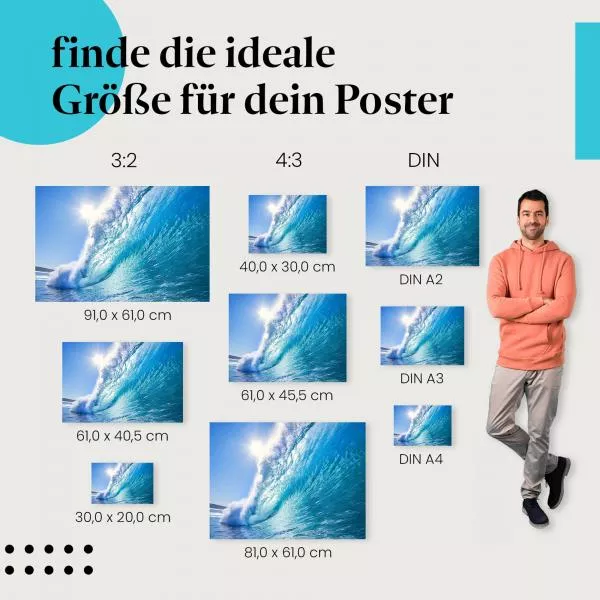 Welle im Licht: Sonnendusche am Meer | Postereck 0255 Welle im Licht: Sonnendusche am Meer | Postereck 0255