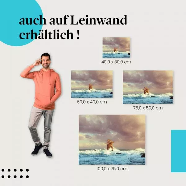 Einsamer Baum: Wellen & Felsen | Postereck 1364
