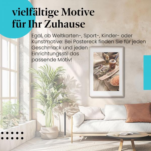 Stylisches Leinwandbild: Entspannung pur: Wellness-Arrangement mit natürlichen Düften.