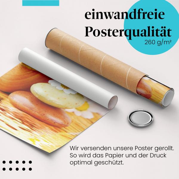 Gerolltes Poster "Wellness & Entspannung". Entspannung & Ruhe, sicher verpackt.