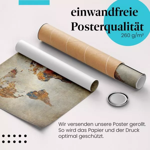 Abstrakte Weltkarte: Kunst & Vintage | Postereck 0555 Abstrakte Weltkarte: Kunst & Vintage | Postereck 0555
