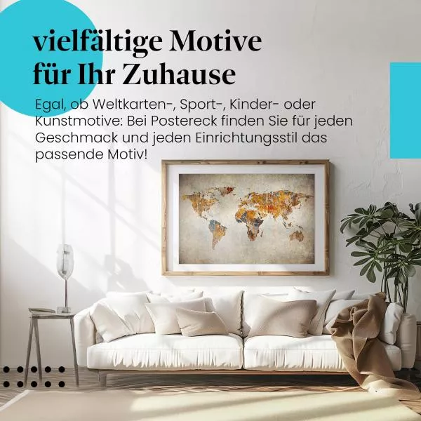 Abstrakte Weltkarte: Kunst & Vintage | Postereck 0555 Abstrakte Weltkarte: Kunst & Vintage | Postereck 0555