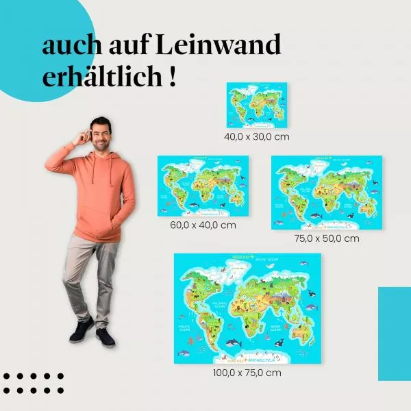 Weltkarte für Kinder: Tiere & Kontinente | Postereck 0863 Weltkarte für Kinder: Tiere & Kontinente | Postereck 0863