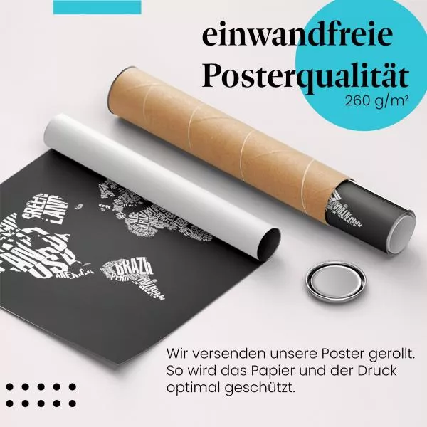 Weltkarte: Ländernamen & Typografie | Postereck 0275 Weltkarte: Ländernamen & Typografie | Postereck 0275