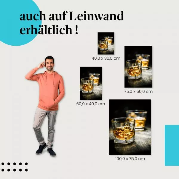 Whiskygenuss: Zwei Gläser mit Eis | Postereck 0112