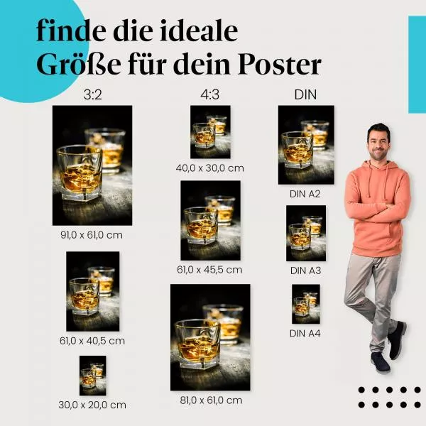 Whiskygenuss: Zwei Gläser mit Eis | Postereck 0112