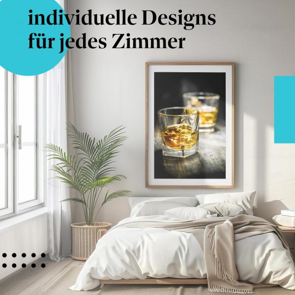 Schlafzimmer Deko: "Whiskygenuss" Poster. Wanddeko im modernen Schlafzimmer.