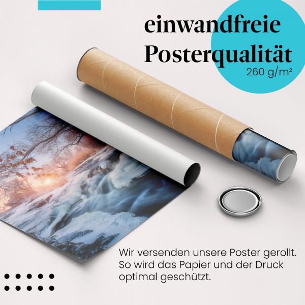 Gerolltes Poster "Winterlandschaft". Winterliche Idylle, sicher verpackt.