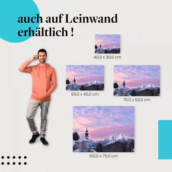 Alpenlandschaft: Kirche & Winter | Postereck 1514 Alpenlandschaft: Kirche & Winter | Postereck 1514
