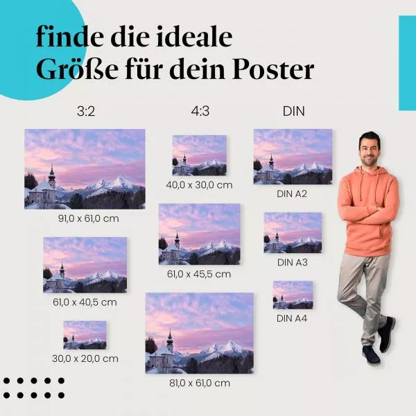 Alpenlandschaft: Kirche & Winter | Postereck 1514 Alpenlandschaft: Kirche & Winter | Postereck 1514