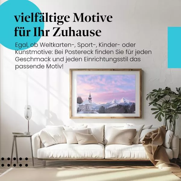 Alpenlandschaft: Kirche & Winter | Postereck 1514 Alpenlandschaft: Kirche & Winter | Postereck 1514
