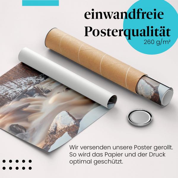 "Winterzauber": Gerolltes Poster, Flusslandschaft, Schnee, Eis.