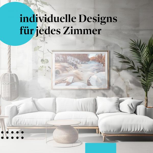 Winterlandschaft Poster: "Winterzauber: Flusslandschaft" - Verschneite Natur & Fluss